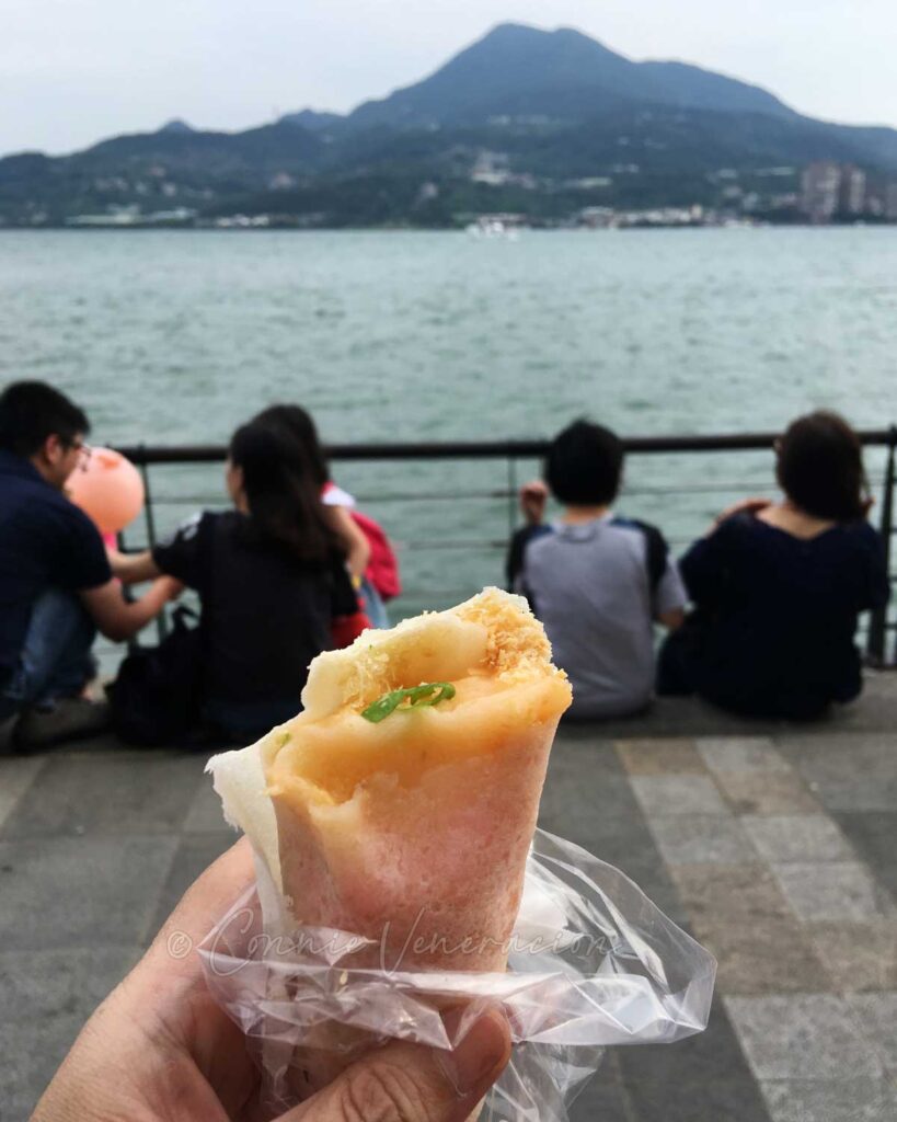 Peanut cilantro ice cream roll