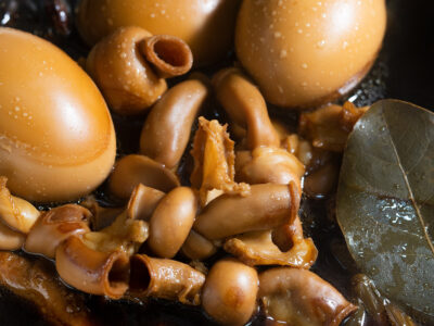 Cooked offal and eggs