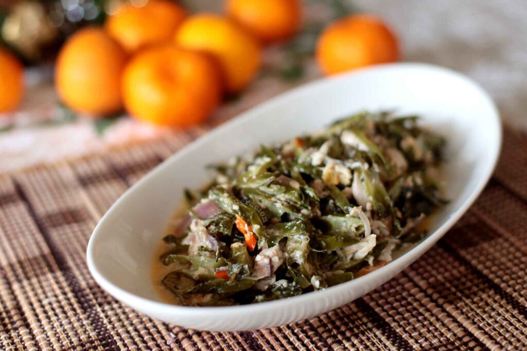 Winged beans and smoked milkfish in coconut milk