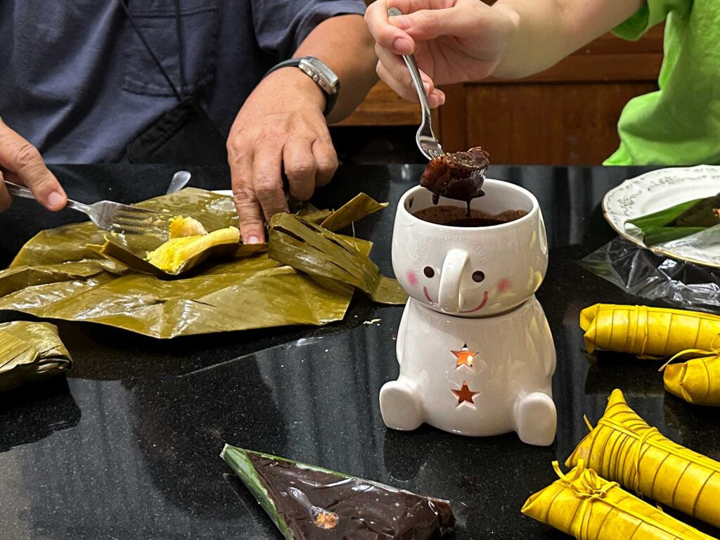 Chocolate fondue with suman!
