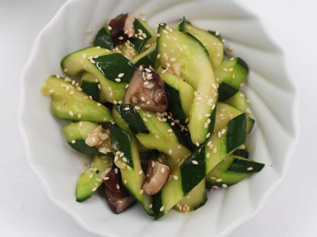 Cucumber and mushroom stir fry
