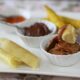 suman (Filipino sticky rice cakes) with Nutella, dulce de leche and jam