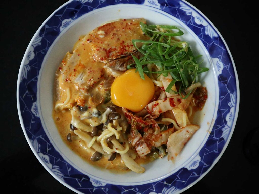Cheese and kimchi ramen
