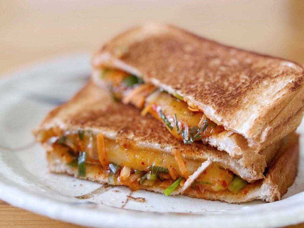 Grilled cheese and kimchi sandwich